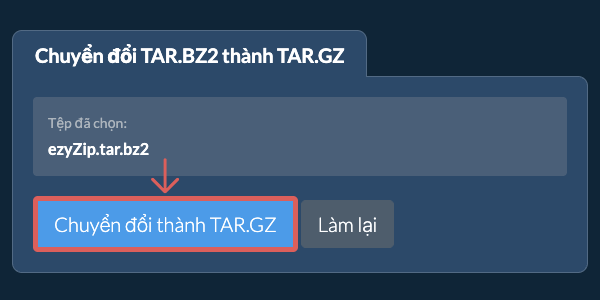 Bắt đầu chuyển đổi thành TAR.GZ