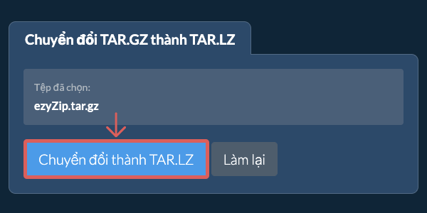Bắt đầu chuyển đổi thành TAR.LZ