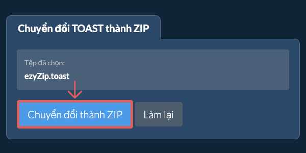 Bắt đầu chuyển đổi thành ZIP