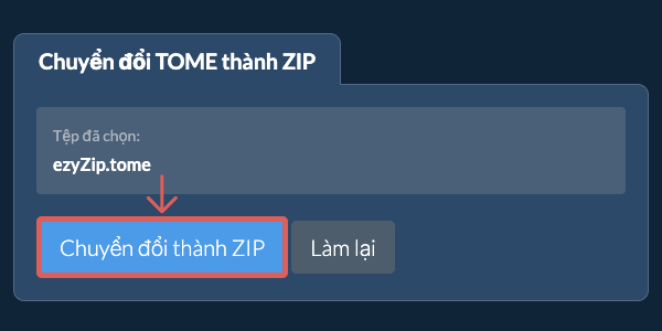 Bắt đầu chuyển đổi thành ZIP