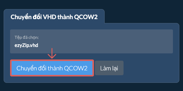 Bắt đầu chuyển đổi thành QCOW2