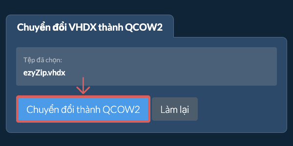 Bắt đầu chuyển đổi thành QCOW2