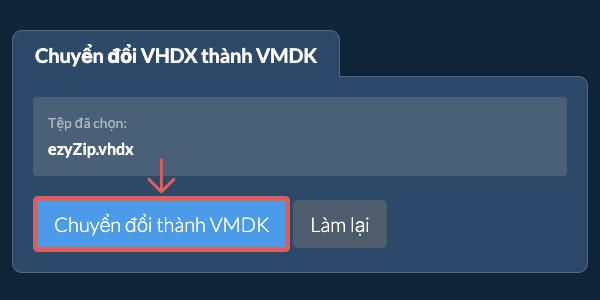 Bắt đầu chuyển đổi thành VMDK