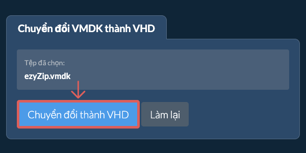Bắt đầu chuyển đổi thành VHD