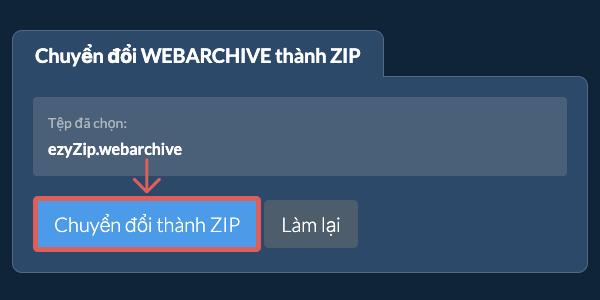 Bắt đầu chuyển đổi thành ZIP