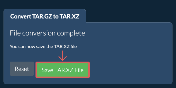 Save TAR.XZ File