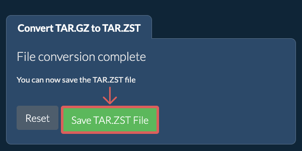 Save TAR.ZST File