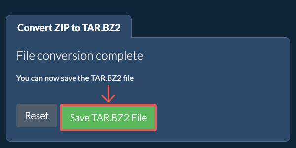 Save TAR.BZ2 File