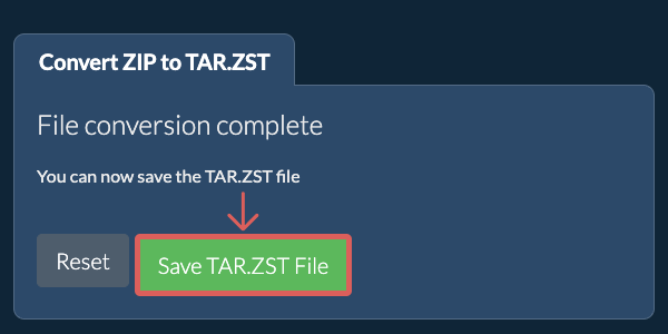 Save TAR.ZST File