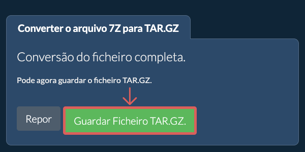 Guardar ficheiro TAR.GZ