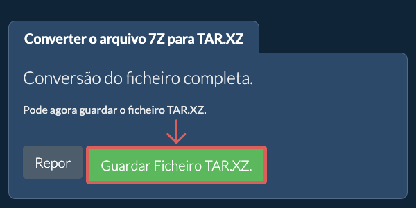 Guardar ficheiro TAR.XZ