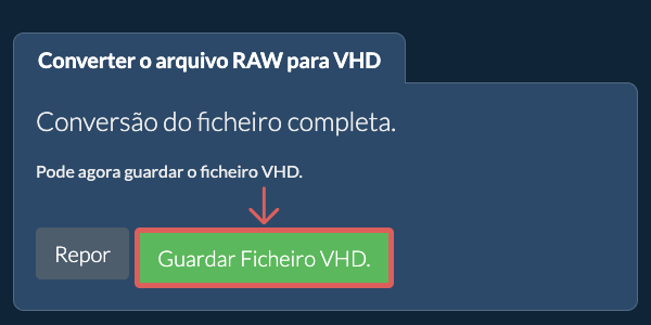 Guardar ficheiro VHD