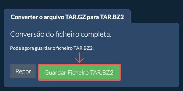 Guardar ficheiro TAR.BZ2