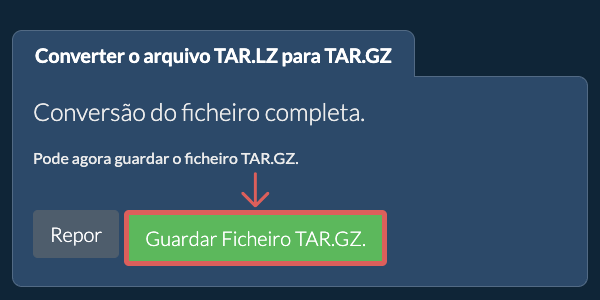 Guardar ficheiro TAR.GZ