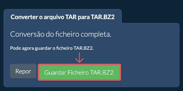 Guardar ficheiro TAR.BZ2