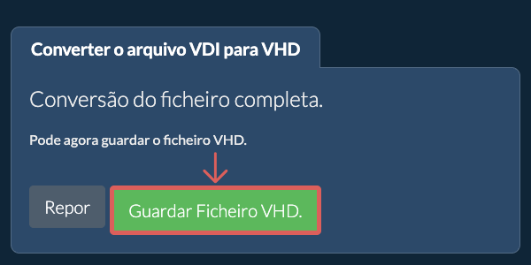 Guardar ficheiro VHD