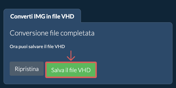 Salva file VHD