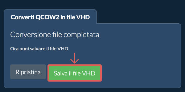 Salva file VHD