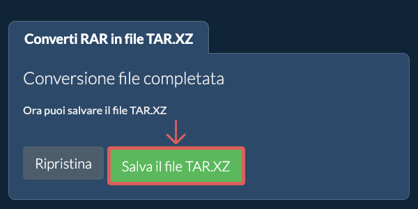 Salva file TAR.XZ