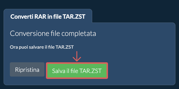 Salva file TAR.ZST