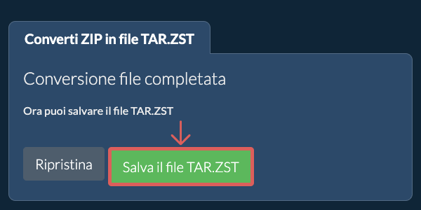 Salva file TAR.ZST