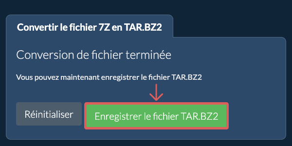 Enregistrer le fichier TAR.BZ2