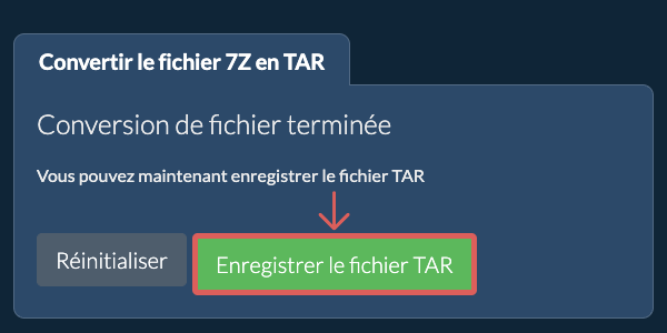 Enregistrer le fichier TAR