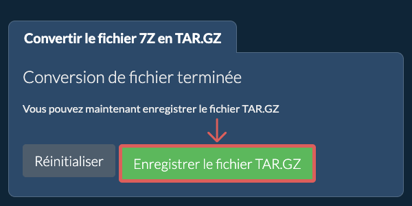 Enregistrer le fichier TAR.GZ