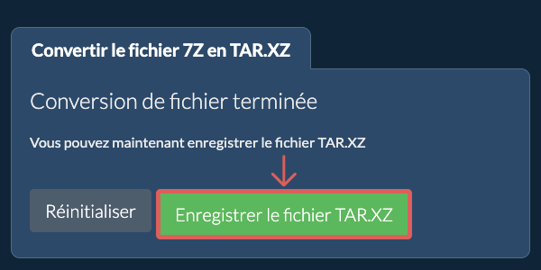 Enregistrer le fichier TAR.XZ