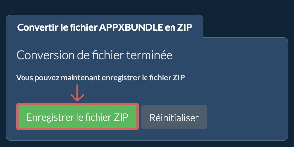 Enregistrer le fichier ZIP