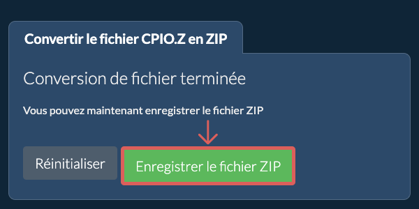Enregistrer le fichier ZIP