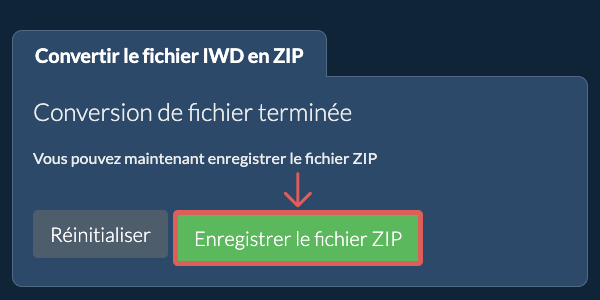Enregistrer le fichier ZIP