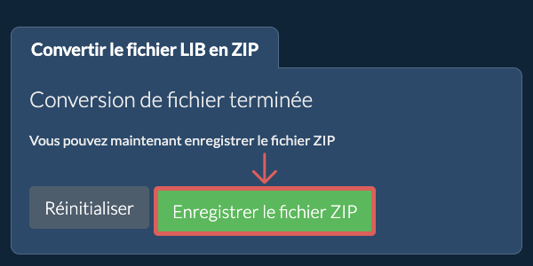 Enregistrer le fichier ZIP