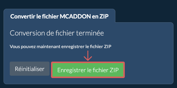 Enregistrer le fichier ZIP
