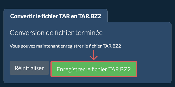 Enregistrer le fichier TAR.BZ2