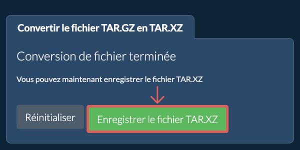 Enregistrer le fichier TAR.XZ