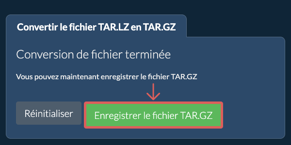 Enregistrer le fichier TAR.GZ