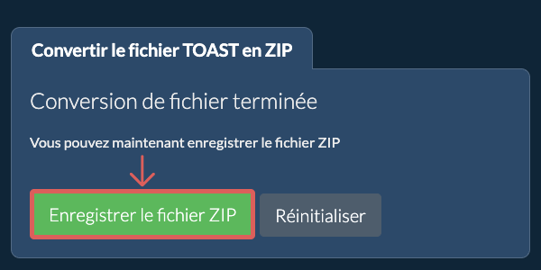 Enregistrer le fichier ZIP