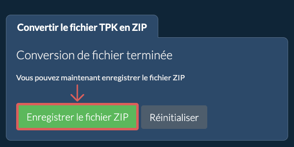 Enregistrer le fichier ZIP