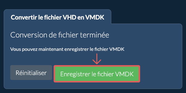Enregistrer le fichier VMDK