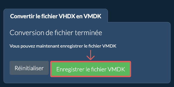 Enregistrer le fichier VMDK