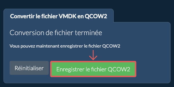 Enregistrer le fichier QCOW2