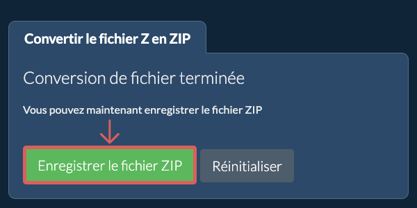 Enregistrer le fichier ZIP