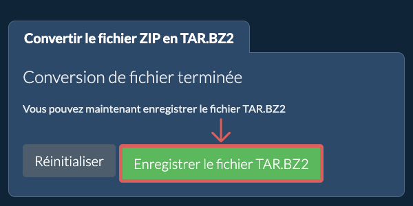 Enregistrer le fichier TAR.BZ2