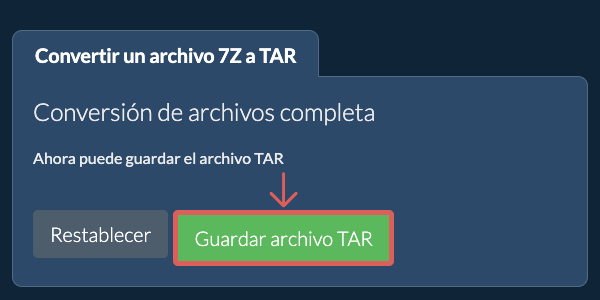 Guardar archivo TAR
