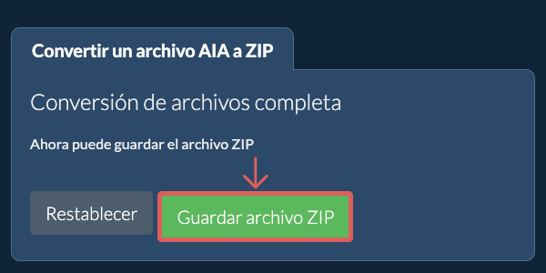 Guardar archivo ZIP