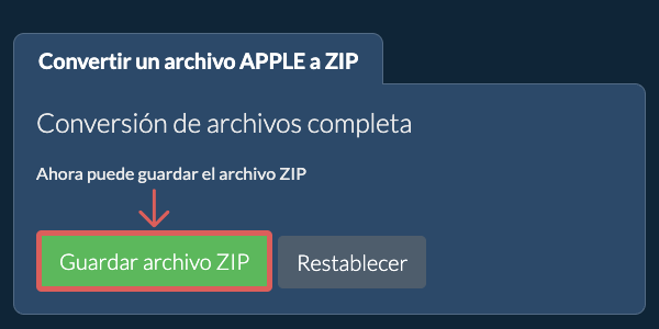 Guardar archivo ZIP
