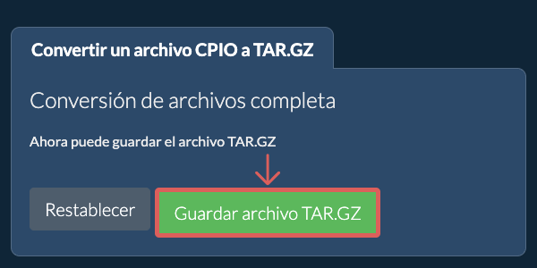 Guardar archivo TAR.GZ