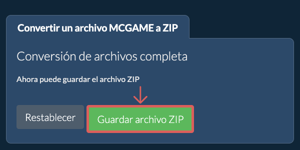 Guardar archivo ZIP