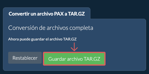 Guardar archivo TAR.GZ